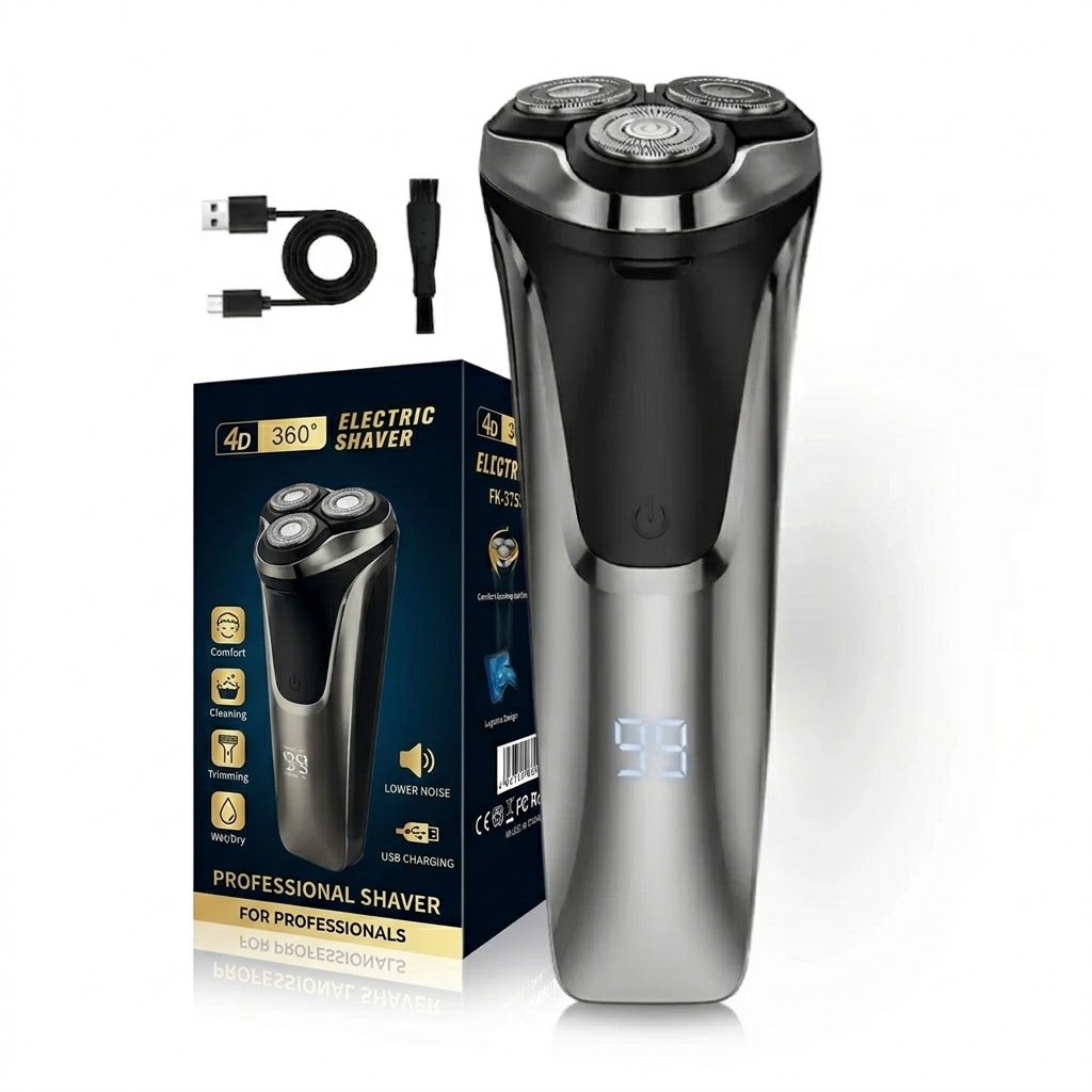 Rasoir pour hommes FK-3755 – Têtes de coupe 4D haute précision et tondeuse intégrée pour un rasage complet et confortable